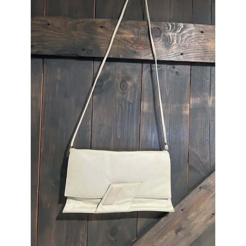 Vintage Y2K Green Mountain Purse Ivory Cream Snap Closure Retro Shoulder Bag 90s